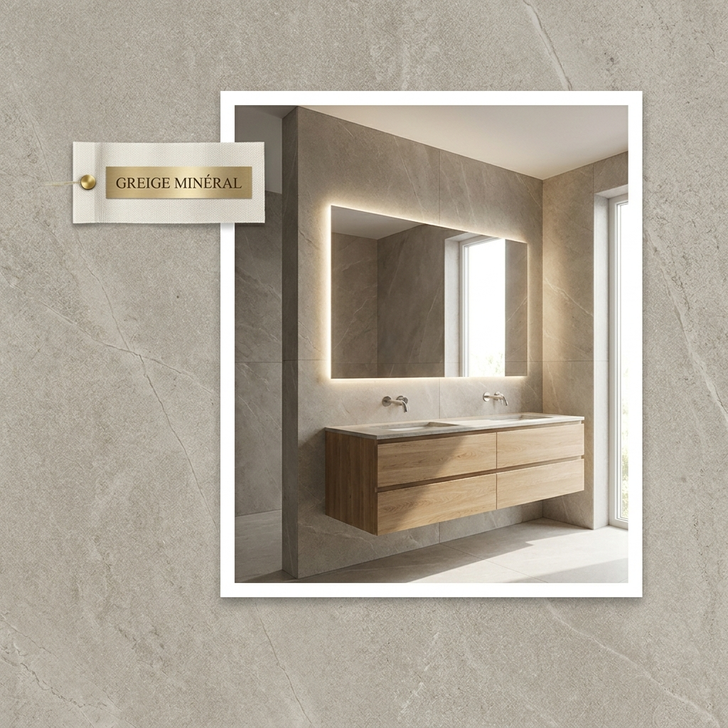Panneau PVC Greige Minéral — ambiance salle de bain