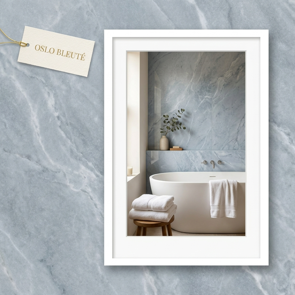 Panneau PVC Oslo Bleuté — ambiance salle de bain