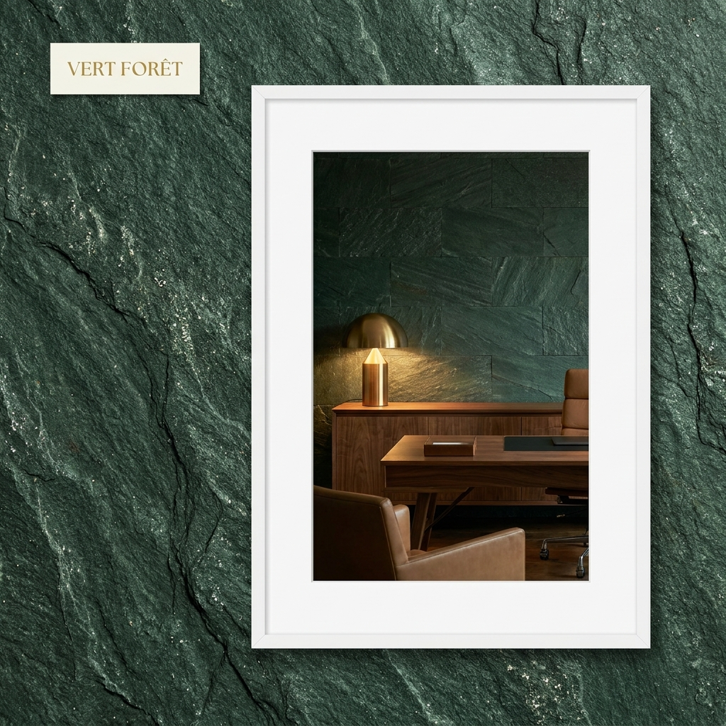 Feuille de Pierre Vert Forêt — ambiance bureau