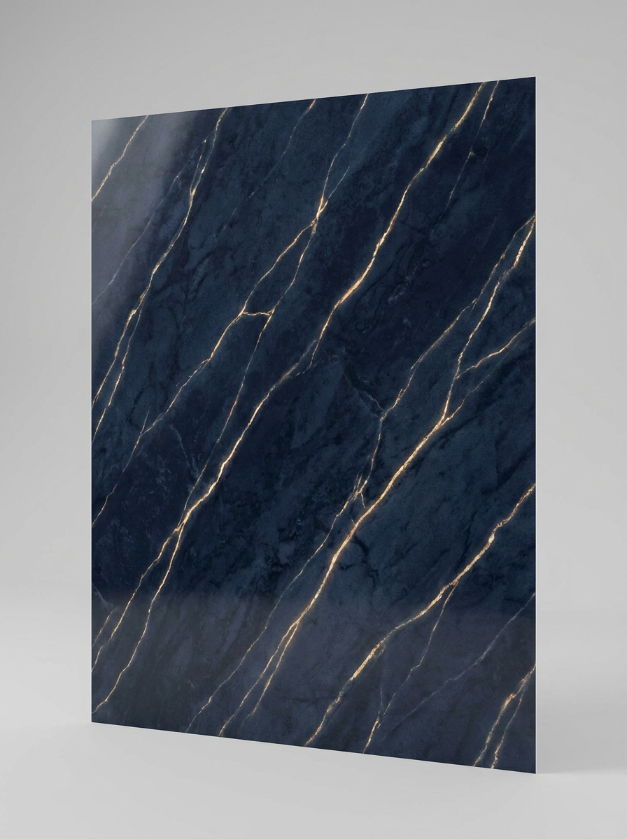 Panneau PVC marbre bleu doré