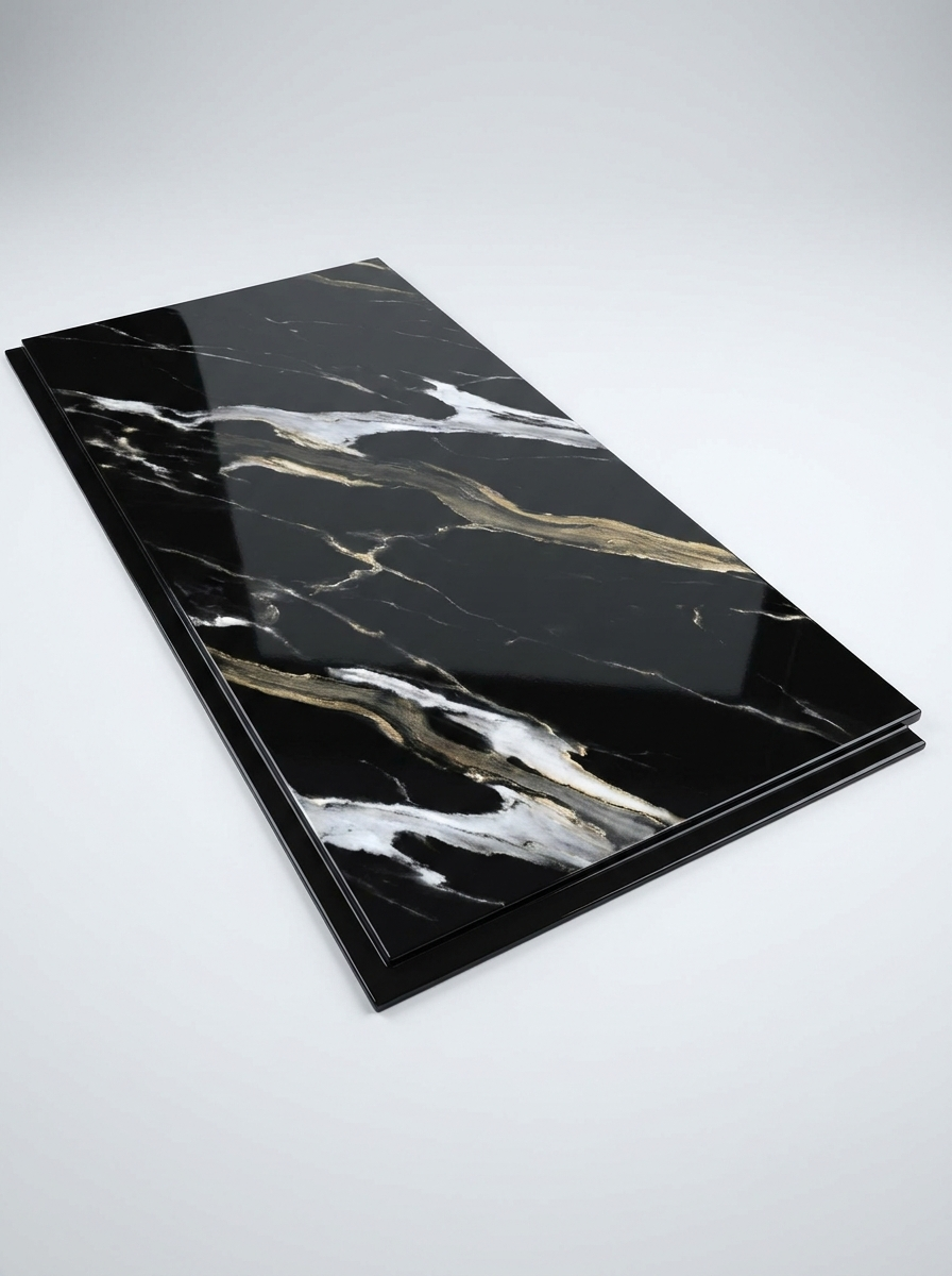 Panneau PVC effet marbre noir brillant