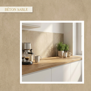 Panneau PVC Béton Sable — ambiance cuisine