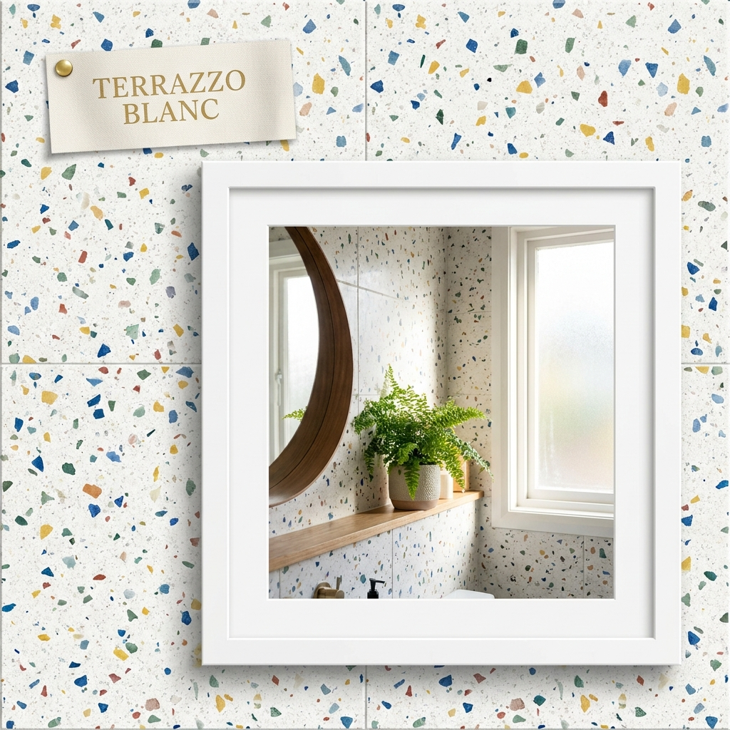 Panneau PVC Terrazzo Blanc — ambiance salle de bain