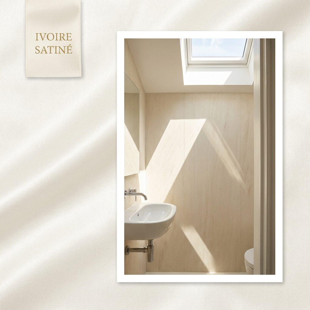 Panneau PVC Ivoire Satiné — ambiance salle de bain