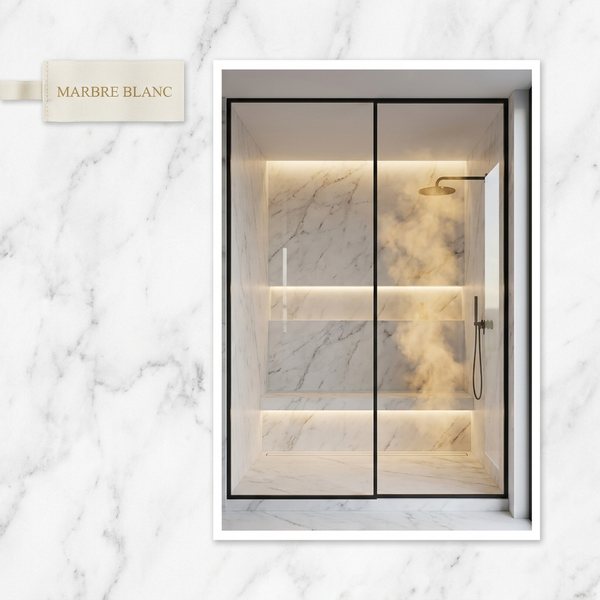 Panneau PVC Adhésif Effet Marbre Blanc – 260×120 cm