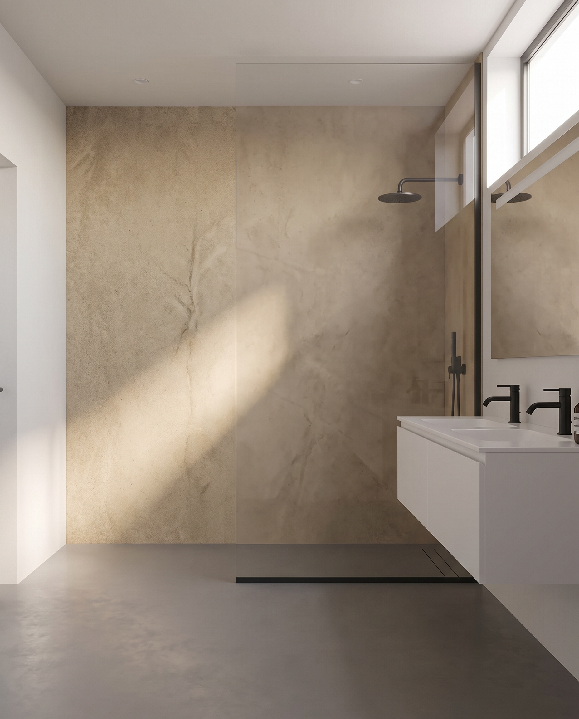 Panneau PVC Béton Sable en salle de bain