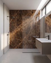Panneau PVC Marbre Brun Emperador en salle de bain