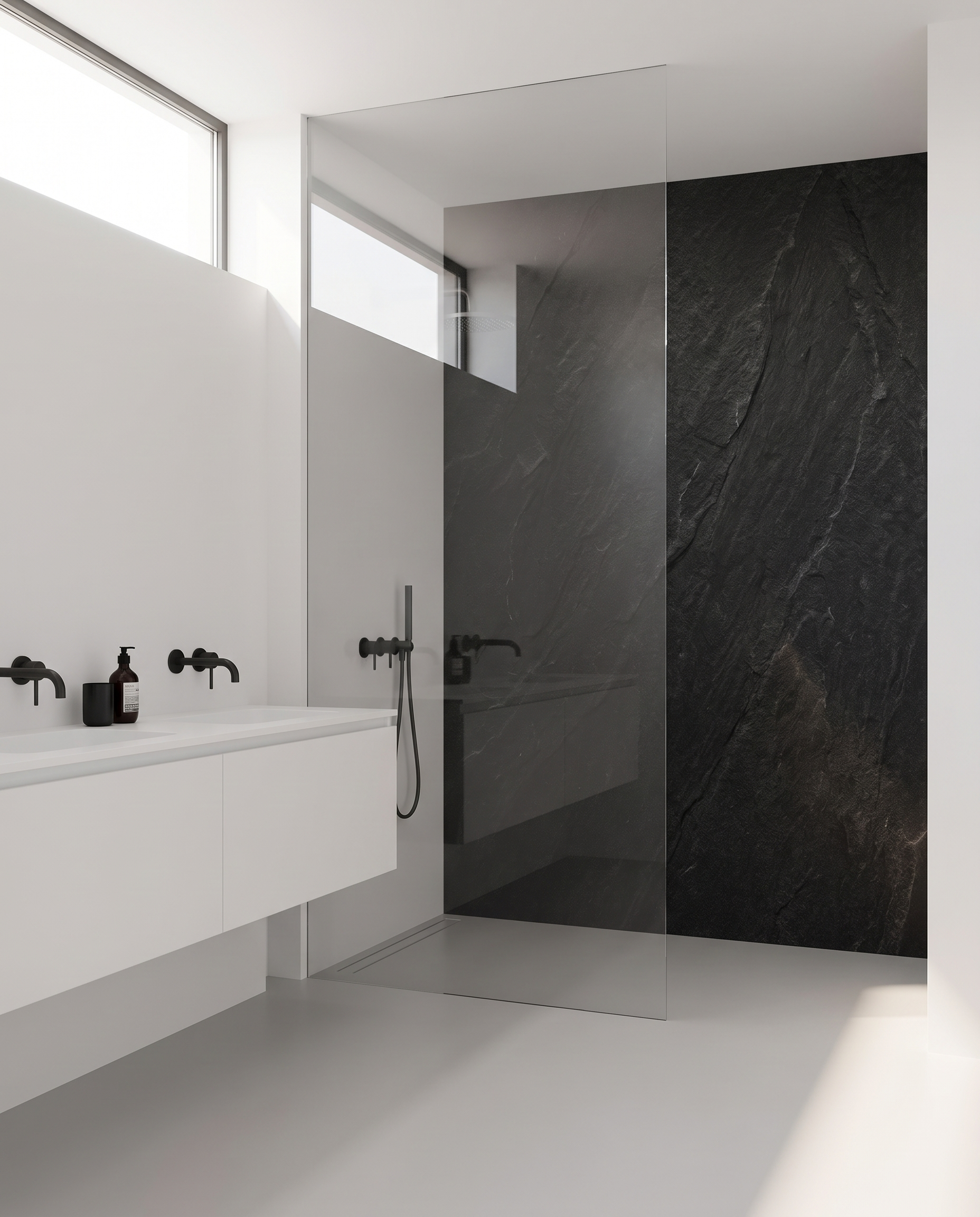 Panneau PVC Ardoise Noire en salle de bain