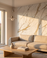 Panneau PVC Marbre Calacatta Or en salon