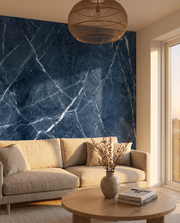 Panneau PVC Marbre Bleu Orage en salon